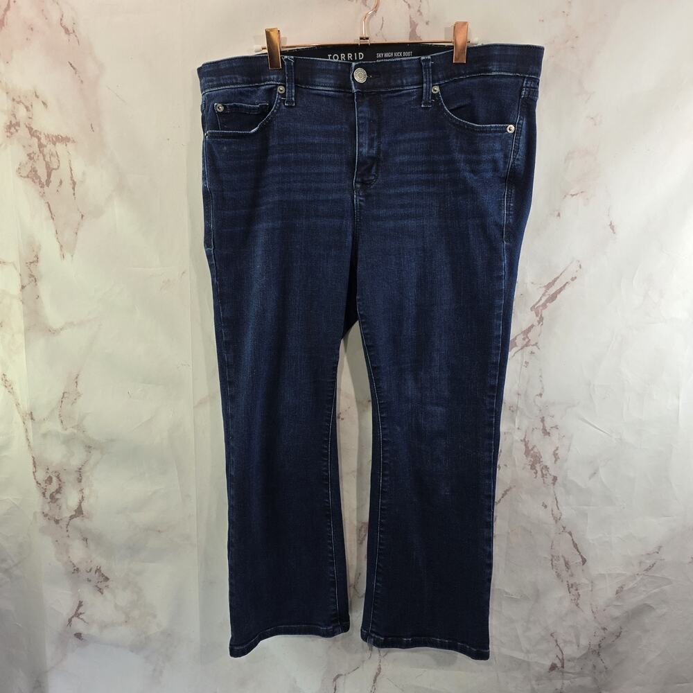 Torrid Women's Sky High Kick Boot Super Soft Jeans - Deep Indigo 14 short